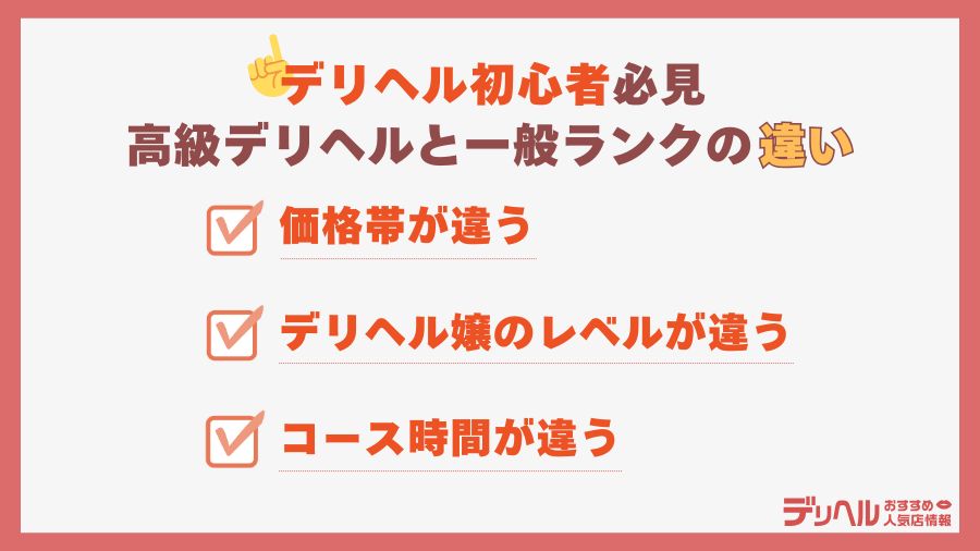 高級デリヘルと一般ランクの違い|デリヘルおすすめ人気